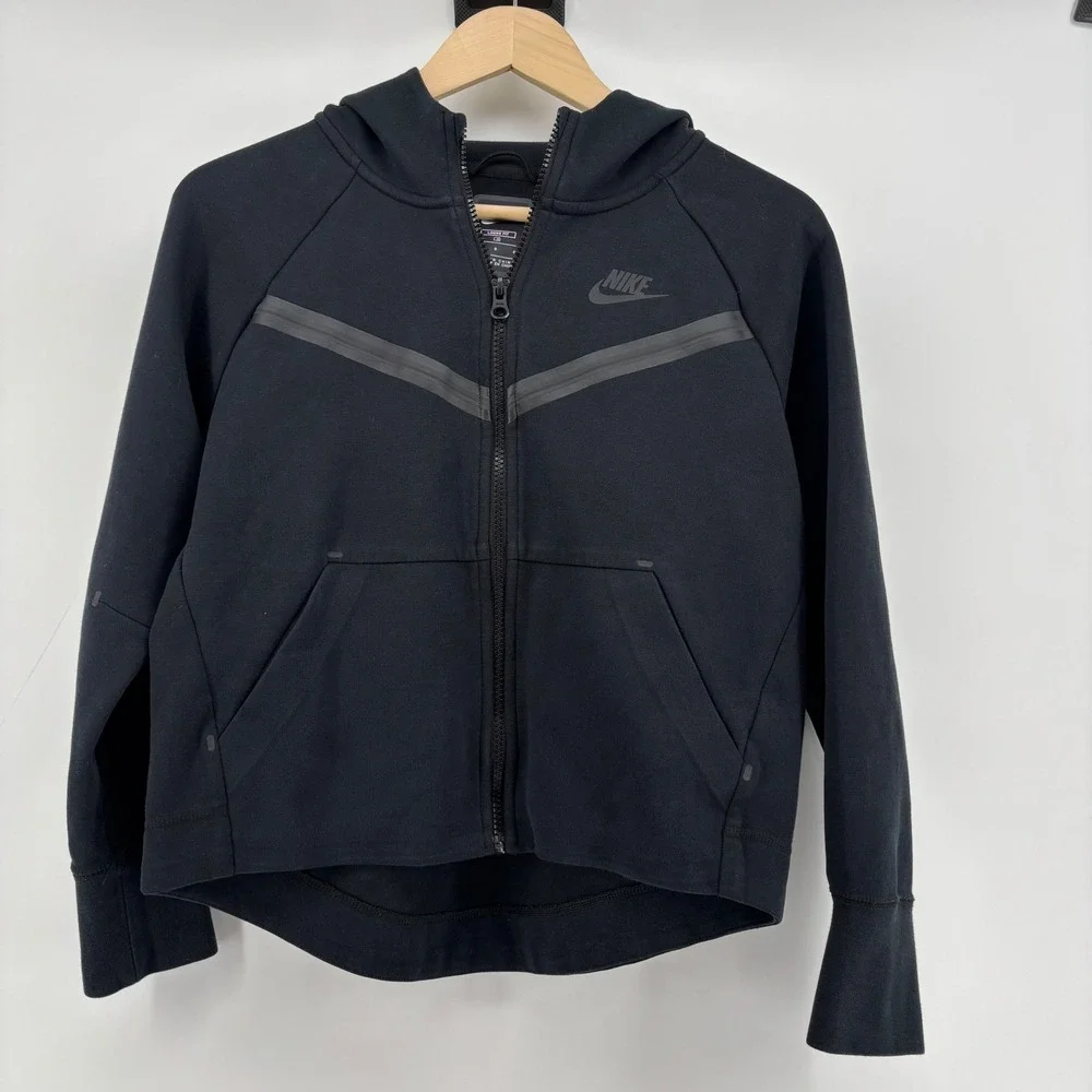Nike Tech Fleece Hoodie Kids Large Black‎ Excellent Loose Fit Full Zip Jacket